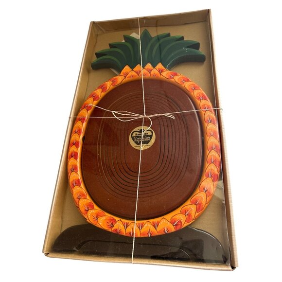 Hawaiian Magic Spiral Wooden Pineapple Collapsible Basket With Built In Stand - Picture 6 of 6